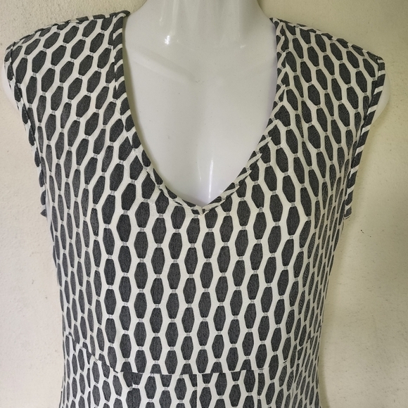 Taylor Fit & Flair  Gray & White Print Dress Size 2 - Picture 4 of 11